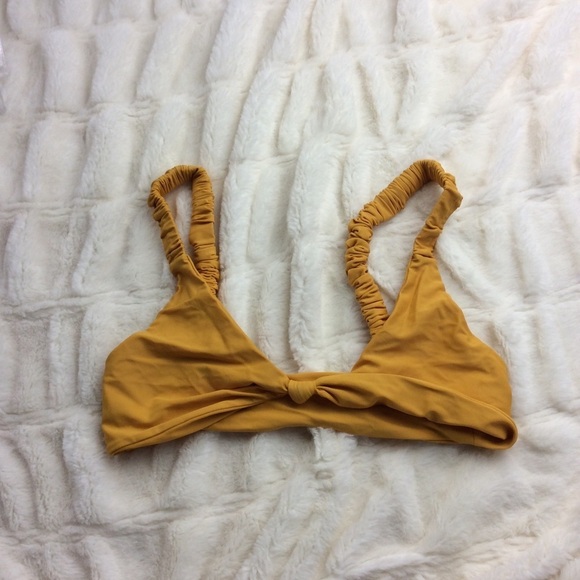 NWOT Ayra Swim Mimosa center knit ruched strap bikini top 12262 - Picture 4 of 7